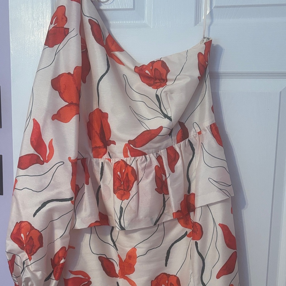 Hutch for Anthropology One Shoulder Dress in Red Floral